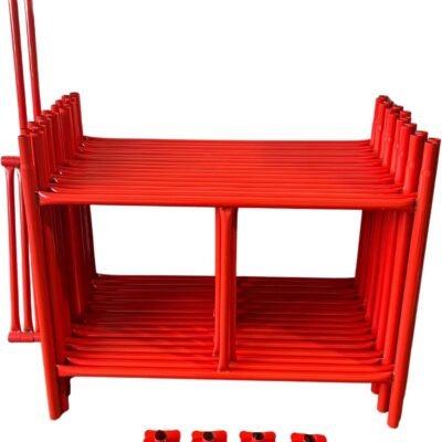 Scaffolding Tower 6.88 Meters (22’6″) Working Height 4×4 Base Size. Steel & Polyester Powder Coated (PPC) Safety Orange for A High Quality Durable Finish