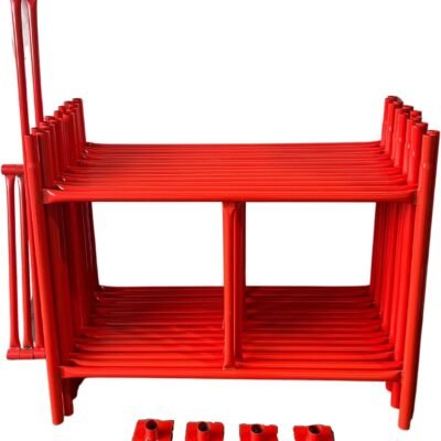 Scaffolding Tower 7.77 Meters (25’6″) Working Height 4×4 Base Size. Steel and Polyester Powder Coated (PPC) Safety Orange for A High Quality Durable Finish