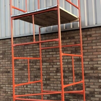 Scaffolding Tower 3.5 Meters (11’6″‘) Working Height 4×4 Base Size. Steel & Polyester Powder Coated (PPC) Safety Orange for A High Quality Durable Finish