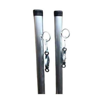 2 x 3 Meter Washing Line Post, Galvanised Pole One Piece, With Pulley Wheel For Clothes Line And Middle Cleat Hook (10 Feet)