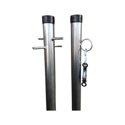 Washing Line Post – 2 x 2.4 Meter 1x Cross Peg Galvanised Pole (One Piece), 1x Pulley Wheel & Middle Cleat Hook Galvanised Pole Heavy Duty (10 Feet)