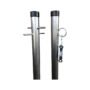Washing Line Post - 2 x 2.4 Meter 1x Cross Peg Galvanised Pole (One Piece), 1x Pulley Wheel & Middle Cleat Hook Galvanised Pole Heavy Duty (10 Feet)
