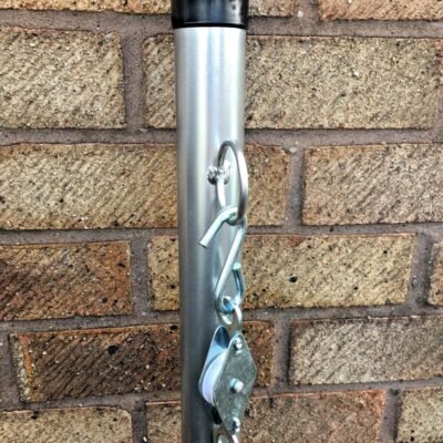 3mtr Galvanised Washing Line Post Clothes Pole Line Drier Pulley & Cleat U.K