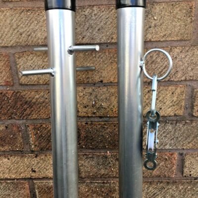 3mtr Galvanised Washing Line Post Clothes Pole Pulley & Cleat Cross Peg U.K Made