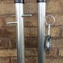 3mtr Galvanised Washing Line Post Clothes Pole Pulley & Cleat Cross Peg U.K Made