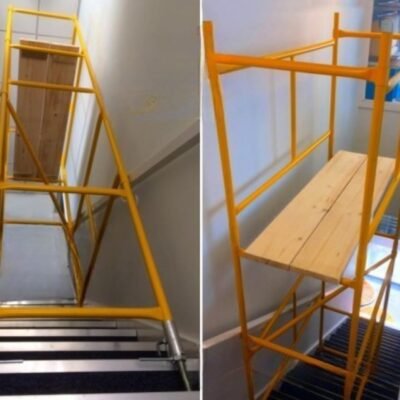 Domestic Stairwell Scaffolding Tower with Scaffolding Boards 4.11 Meters (13’6″) Working Height 4×2′ Base Size