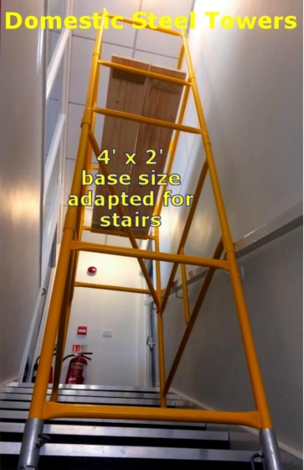 Domestic Stairwell Scaffolding Tower with Scaffolding Boards 4.11 Meters (13'6") Working Height 4x2' Base Size - Image 4